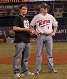 John Fitzgerald and Irish National Team first baseman Joe Kealty at a Minnesota Twins game.