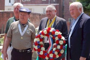 Seamus Boyle, center, at a Commodore Barry commemoration.