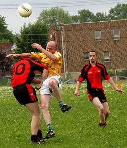 Irish football is clearly a full-contact sport. (Photo by Gwyneth MacArthur)  