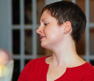 Marian Makins, singing at the monthly Singer's Circle at the Irish Center. 