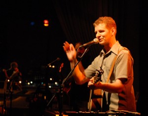 John Byrne at a recent World Cafe Live performance with his band.