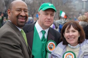 Michael Bradley, center, with Mayor Michael Nutter and Linda Bradley. 