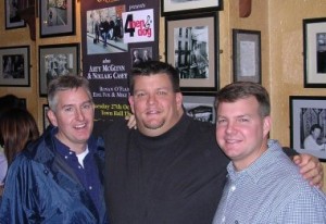 Kevin Kane, center, and his brothers, John, left, and Christian, during a recent trip to Galway, Ireland. 