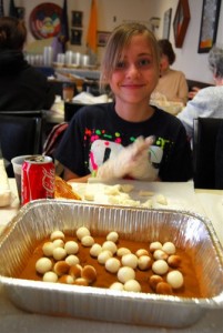 Leah Mulholland, 12,at her first Irish potato rolling.