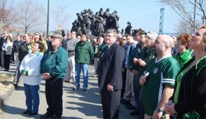 Gathering at the Philadelphia Irish Memorial.