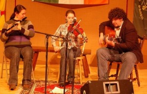 Caitlin Finley, center, with friends Emma Hinesly and Sean Earnest.