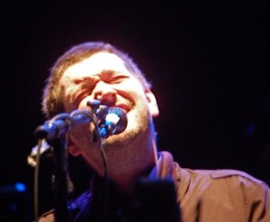 Fergus O'Farrell sings with passion during his Tower Theater performance.