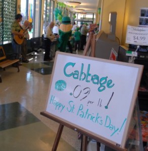 Customers came for the bargain cabbage and got live Irish music too. 