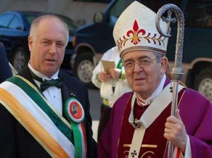 Michael Bradley and Cardinal Justin Rigali following the 2007 St. Patrick's Mass.