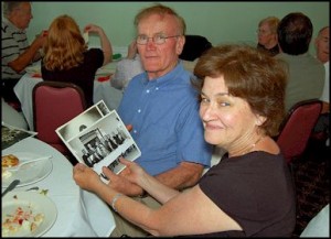 Checking out the photos: Mary Ann and Pat.