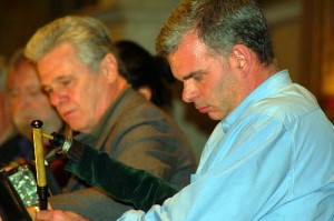 Jerry O'Sullivan, playing at a recent musical benefit at St. Malachy's Church.