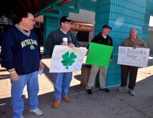 Local Hibernians protesting at Franklin Mills on Sunday.