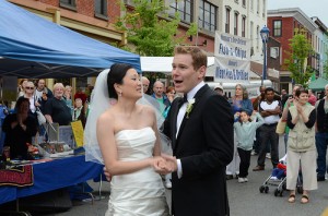 This year's fair featured an impromptu visit by a passing bride and groom.