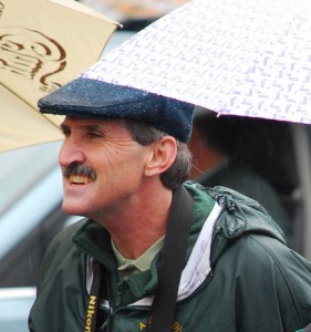 Tom Keenan, in the rain, at a recent Philadelphia St. Patrick's Day parade.