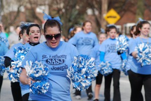 Spreading good cheer down Fayette Street.