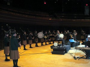 The Philadelphia Emerald Society Pipe Band, on stage