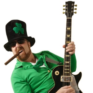 An image of a Leprechaun playing electric guitar.