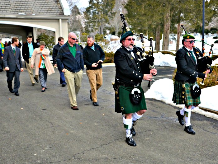 Bill and Frank Watson lead the procession.