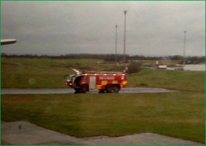 A water cannon salute from the Belfast Fire Brigade